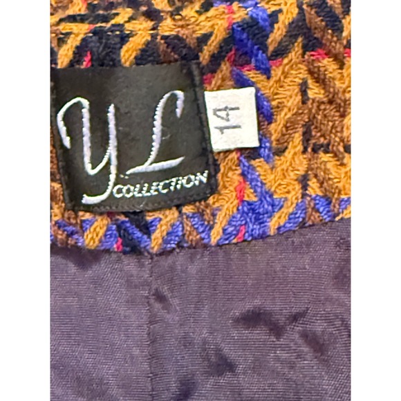 YL Collection Women's Textured Geometric Print Blazer Jacket Size 14 - Picture 4 of 6